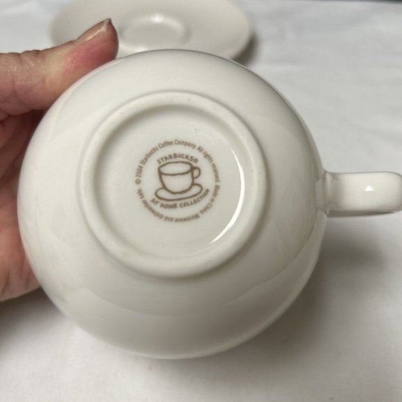Vintage Starbucks At Home Collection 2004 Cup And Saucer Off White - Picture 3 of 7
